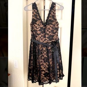 Black Lace Dress with satin belt